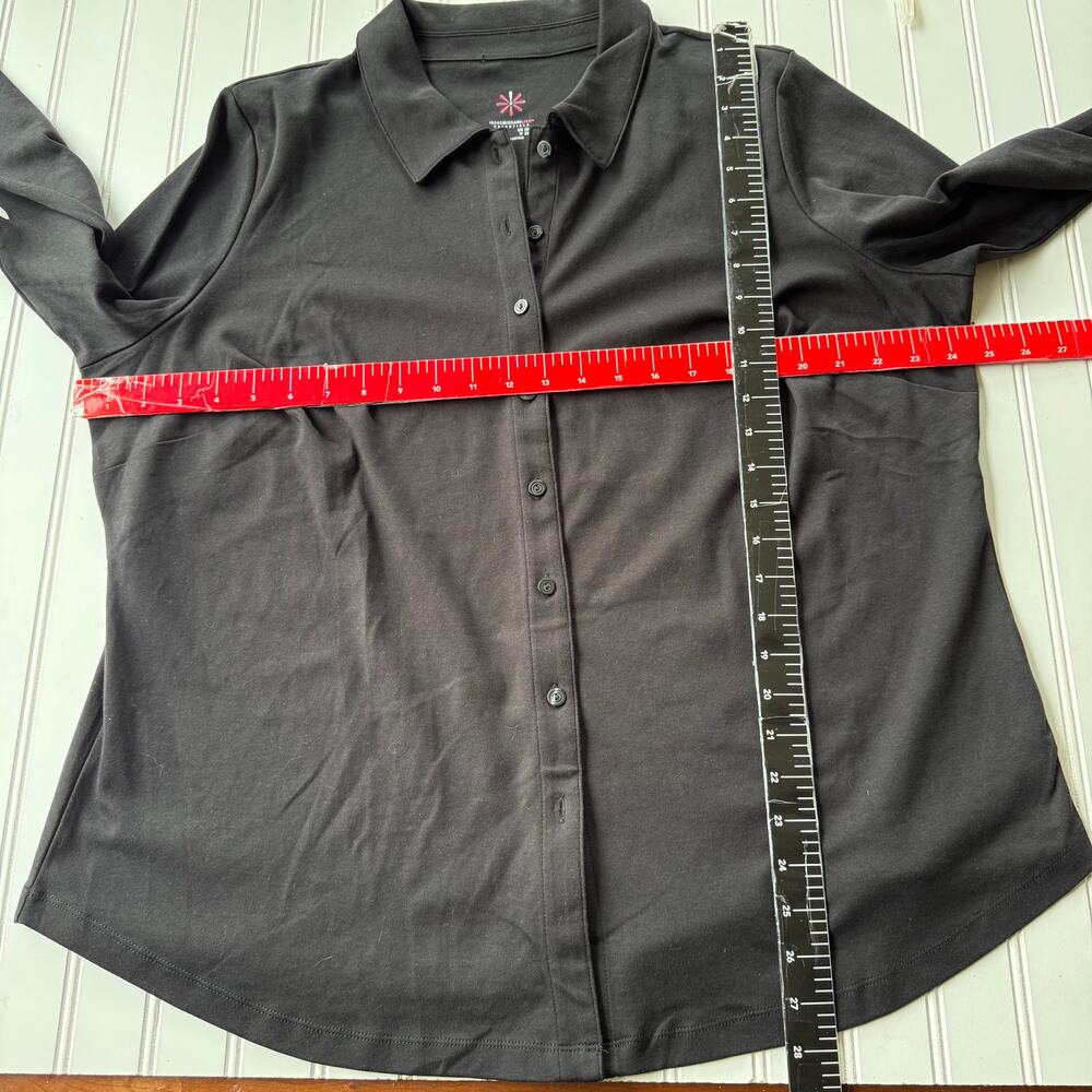 Isaac Mizrahi Black Size 1x Knit Buttondown Shirt - image 7